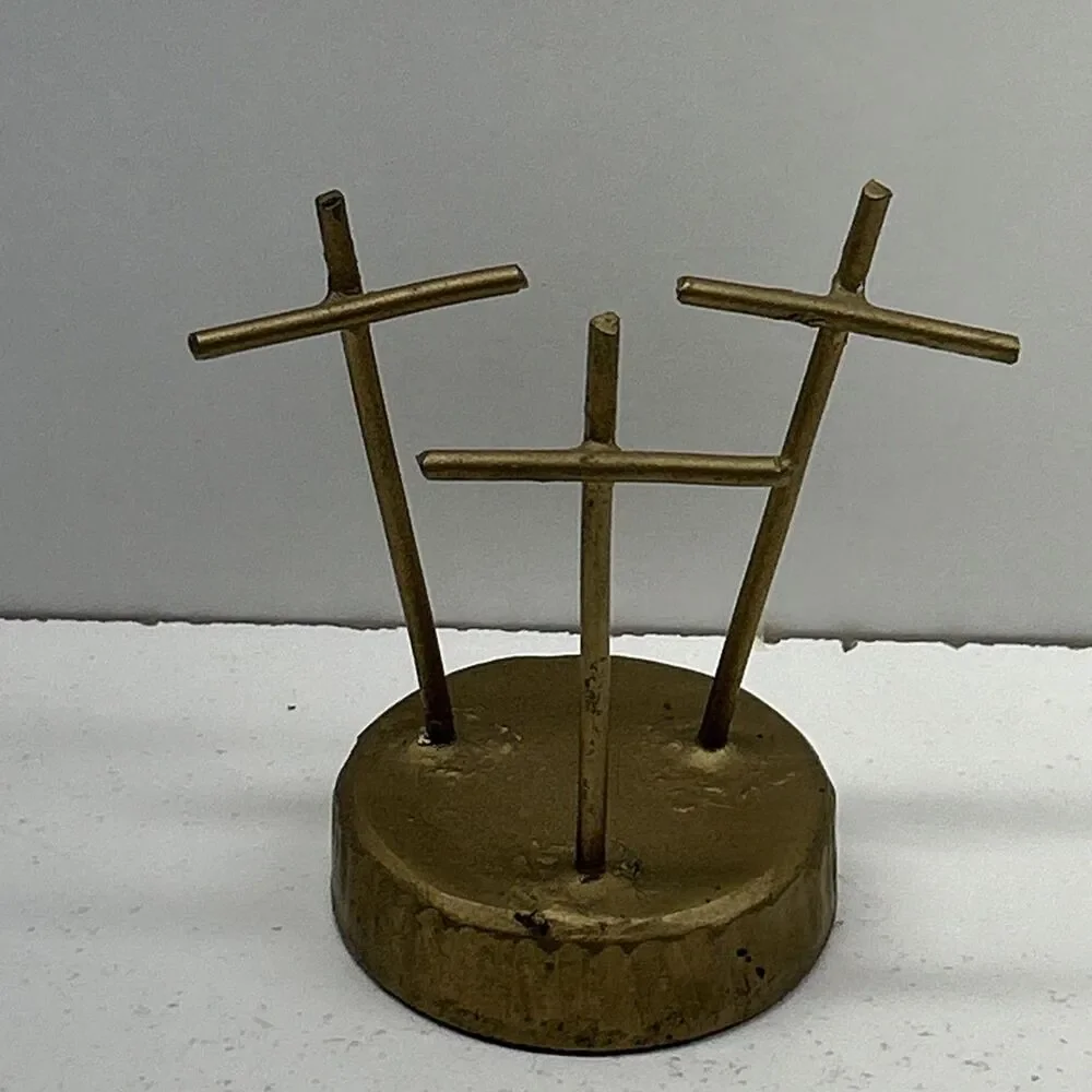 Vintage Gold Toned‎ Calvary Crosses - Jesus And The Two Thieves